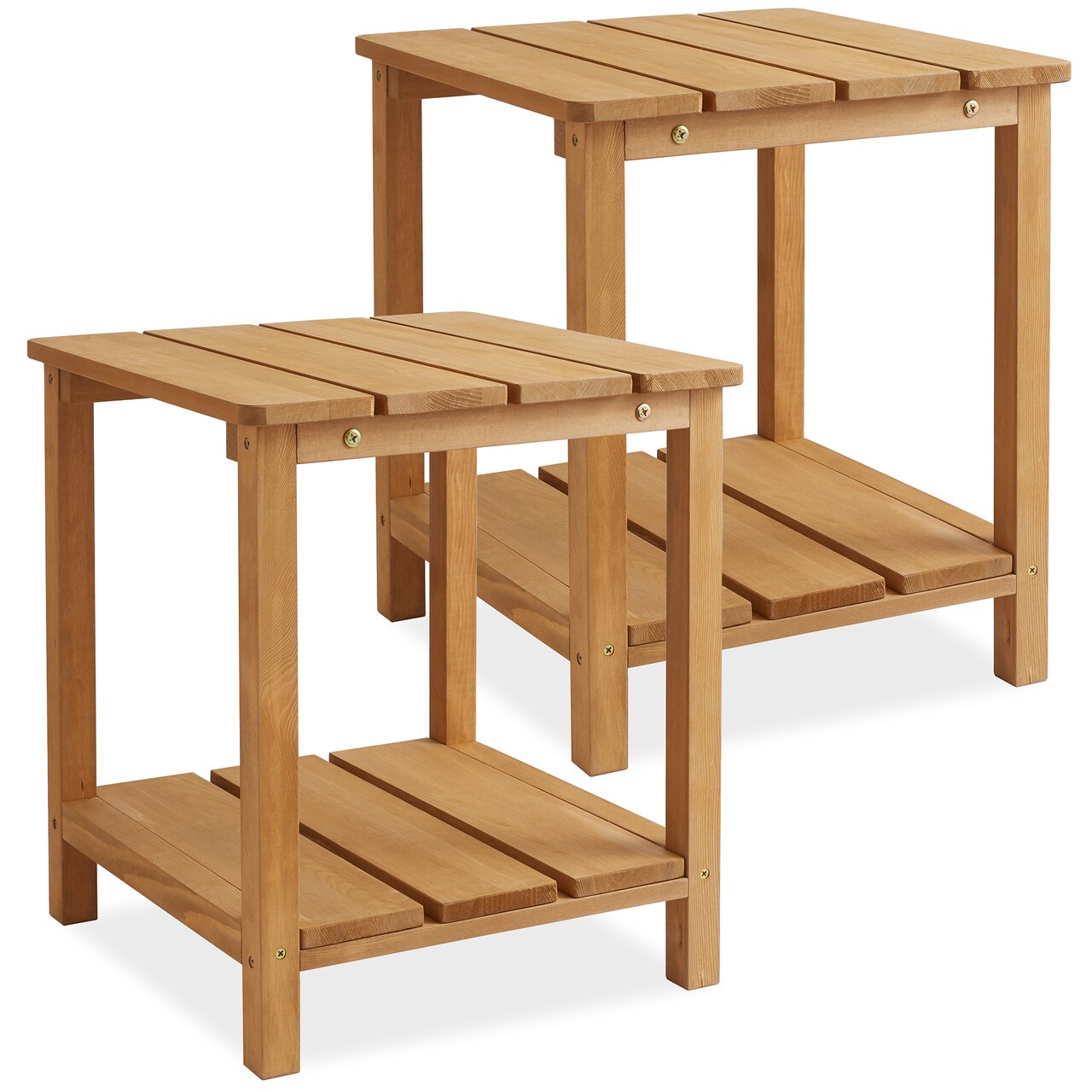 Casafield Adirondack Side Table, Cedar Wood Outdoor End Table with Shelf for Patio, Deck, Lawn and Garden
